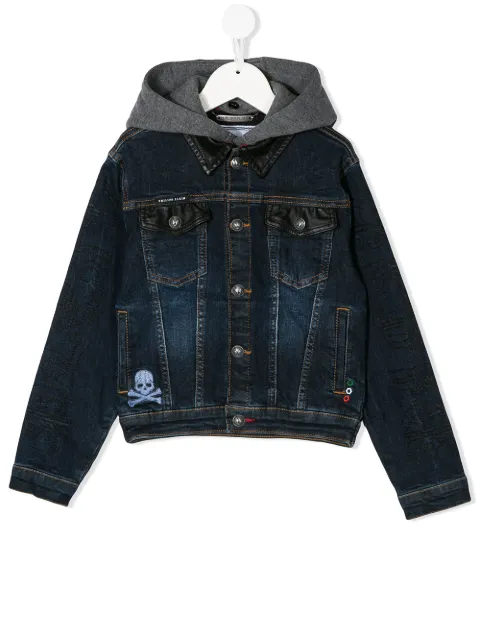Philipp Plein Statement hooded denim jacket