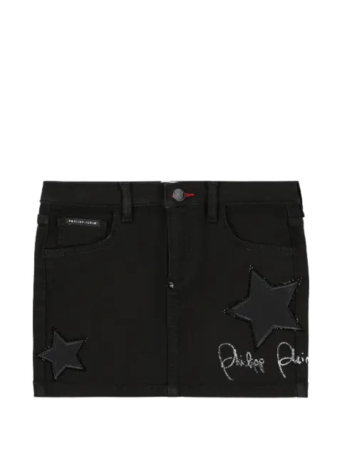 Philipp Plein Junior star signature denim skirt