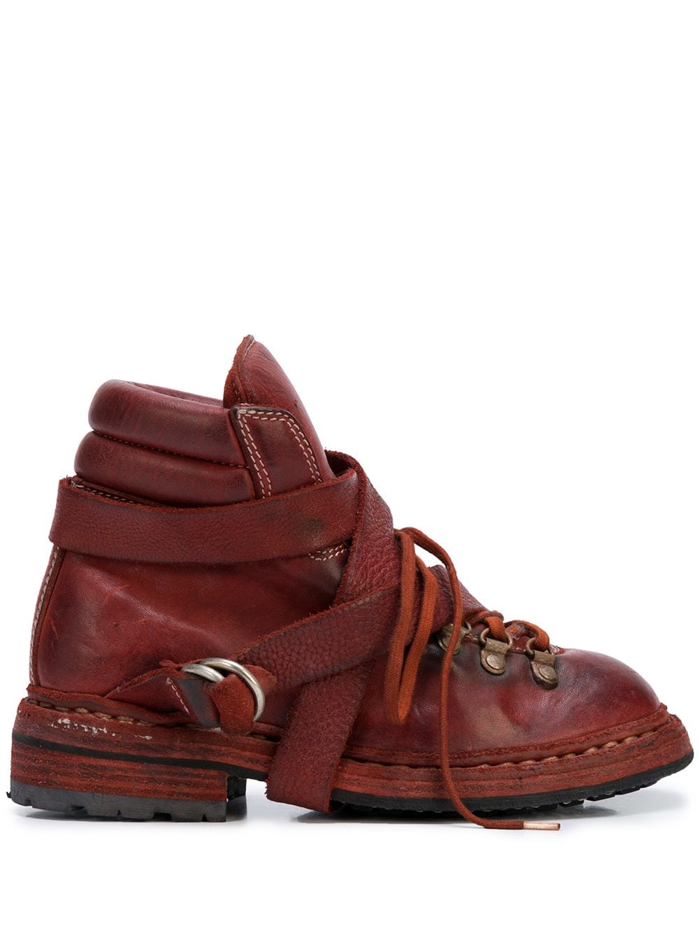 Guidi Lace-up Ankle Boots In Red