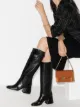 Fendi logo-plaque crocodile-embossed knee-high boots