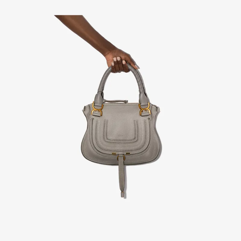 Click to view more detailed imagery on our partner's website Chloé Grey Marcie Small Leather Shoulder Bag