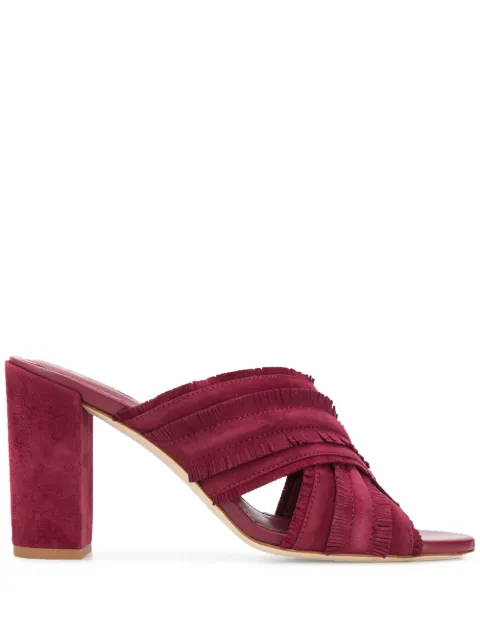 Tod's mules frangées à talon épais