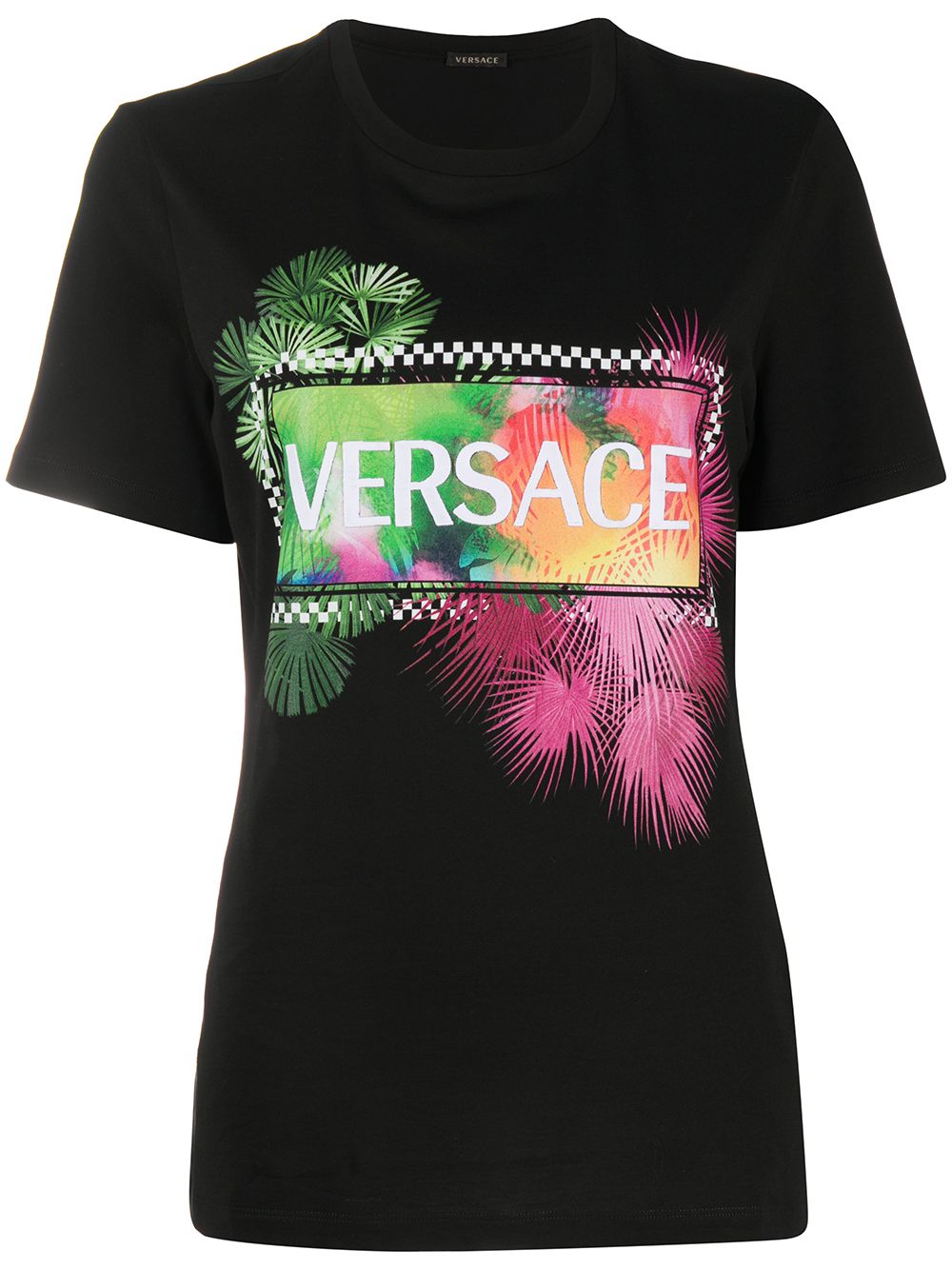 Shop Versace Logo Print T-shirt In Black