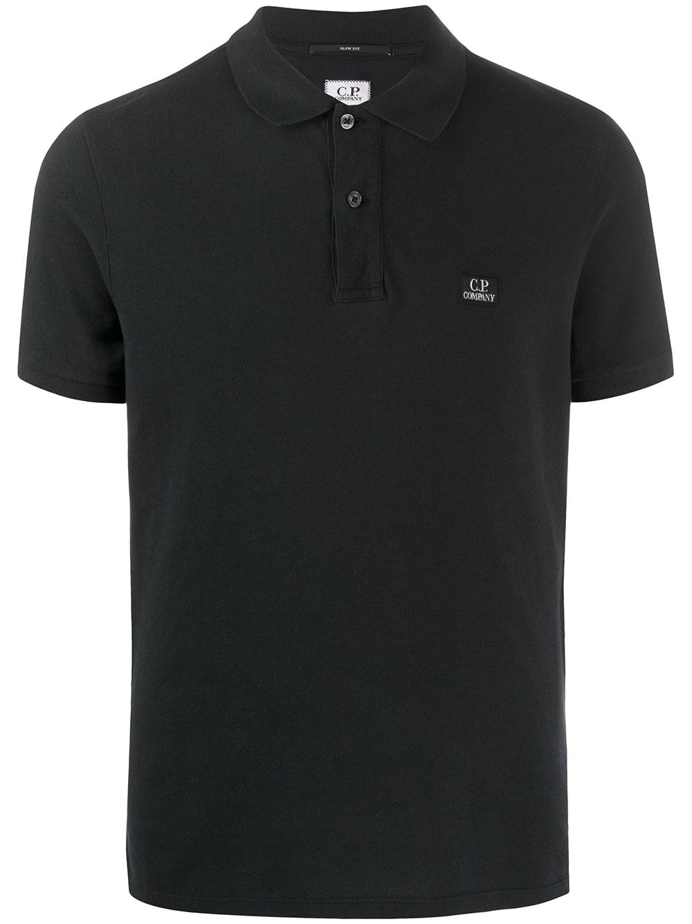 C.p. Company Logo Patch Cotton Polo Shirt In Black