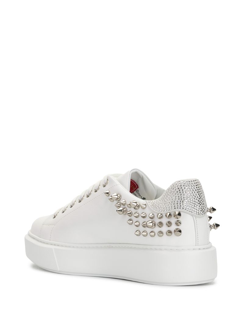 Shop Philipp Plein Stud Embellished Platform Sole Sneakers In White