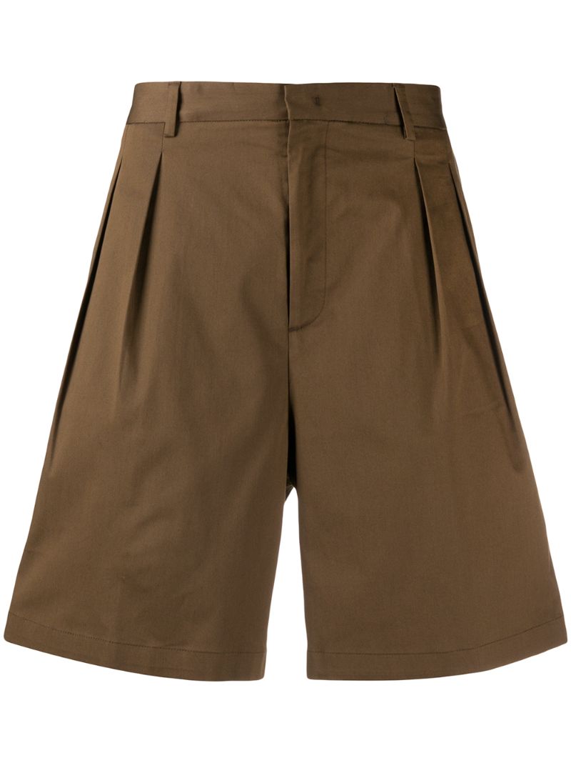 Low Brand Pleat Front Shorts In Brown