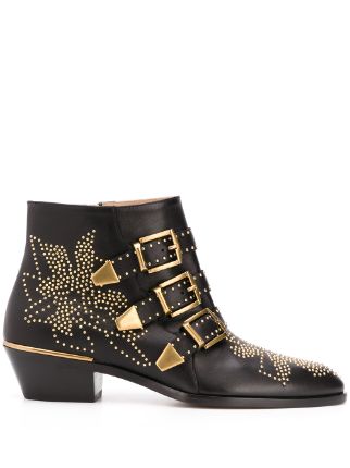 Chloé Susanna 30mm Studded Ankle Boots | Black | FARFETCH