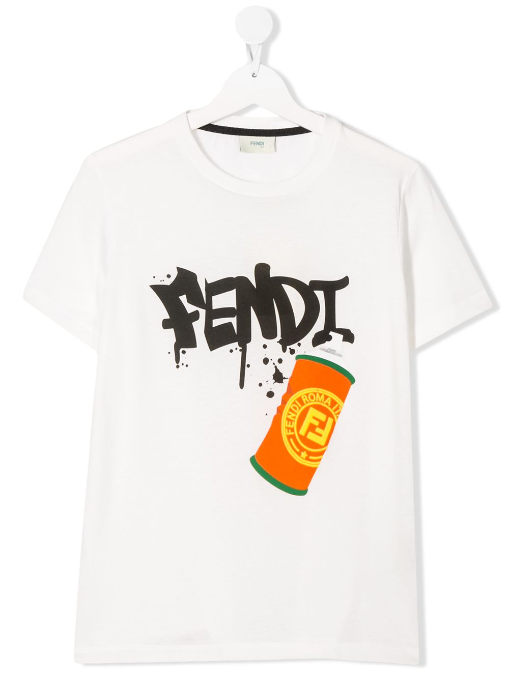 Fendi Teen Graffiti Logo-print T-shirt In 白色