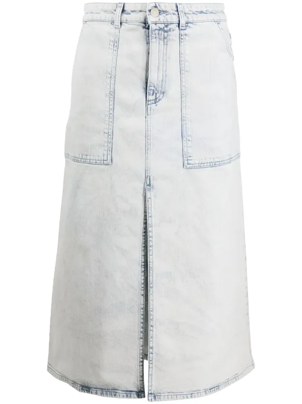 white high waisted denim skirt