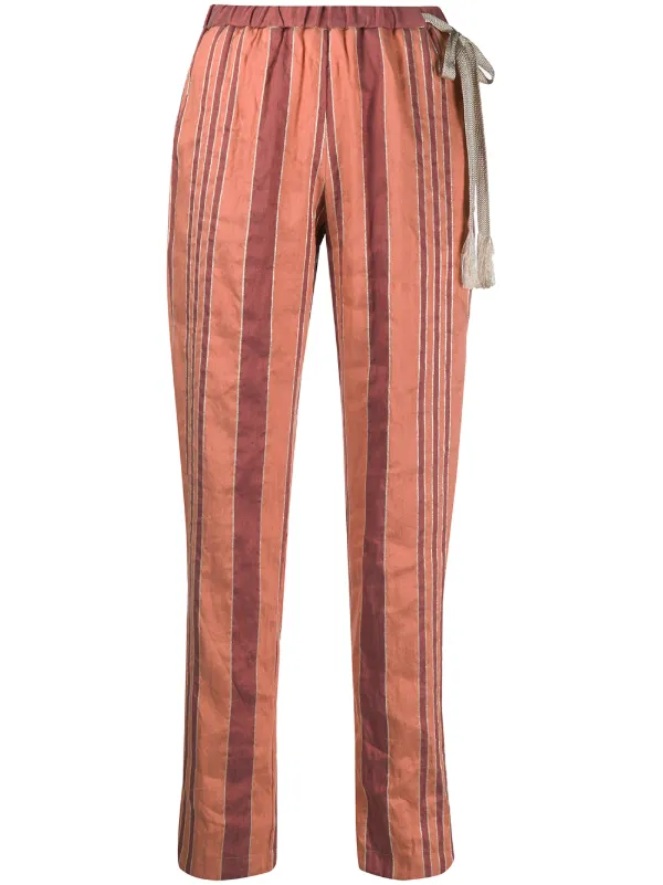 striped straight leg trousers