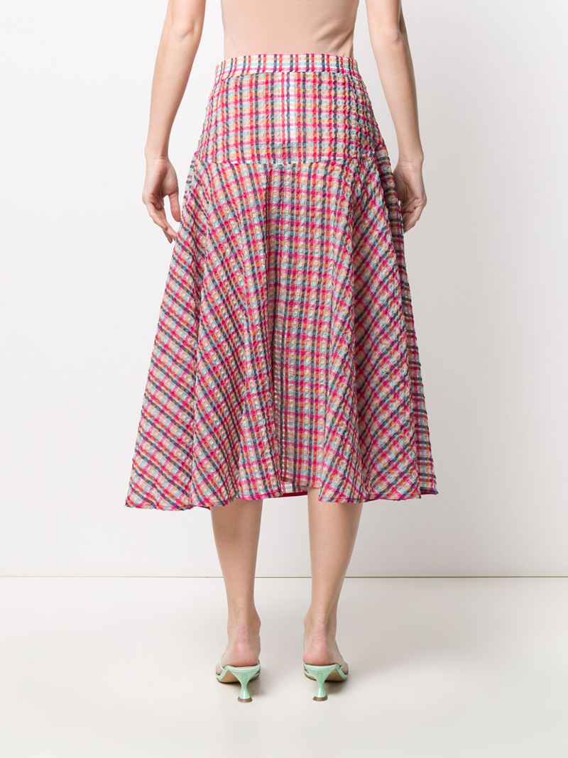 Shop Ultràchic Tartan Flared Skirt In Pink