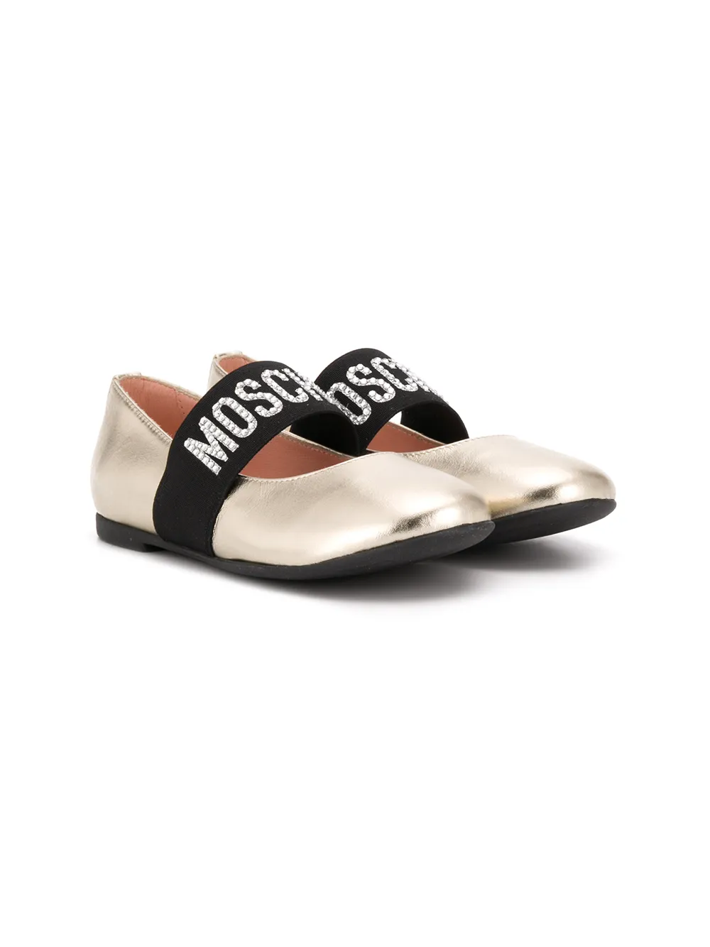 Moschino Kids crystal logo ballerina shoes Moschino Kids crystal logo ballerina shoes