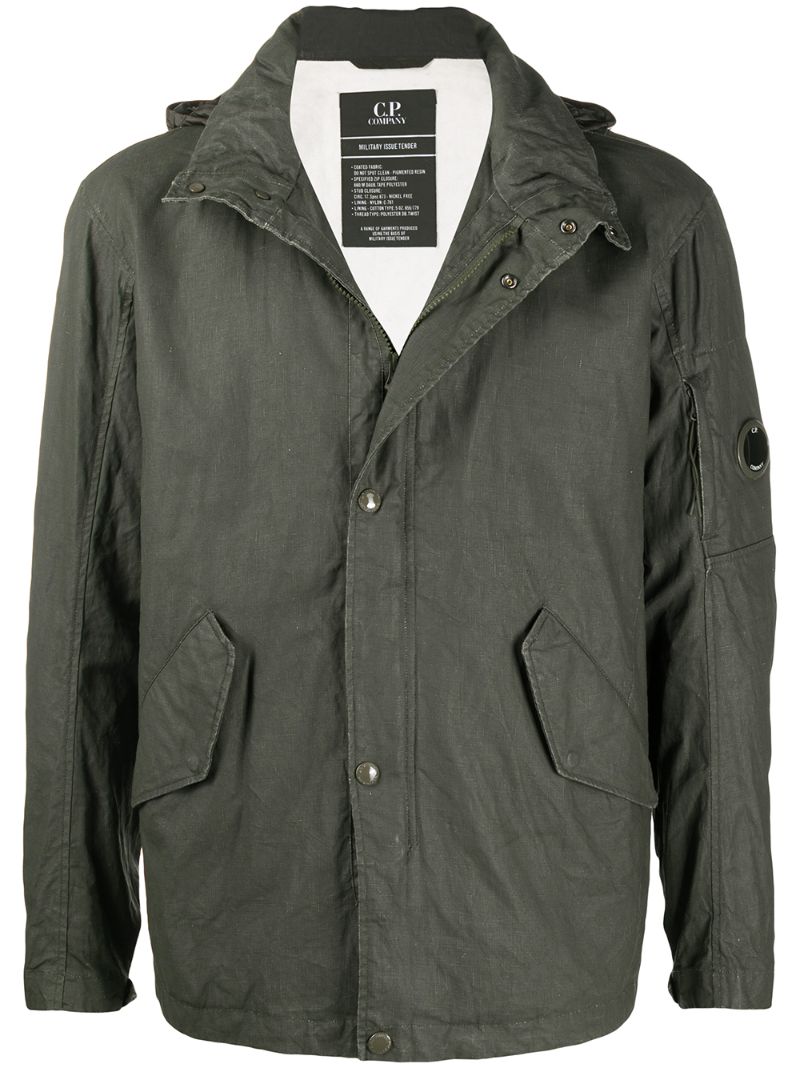 C.p. Company Lens-embellished Hooded Jacket In Green