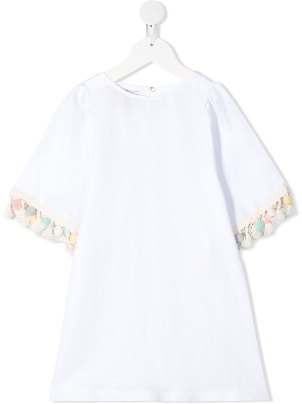 white linen short sleeve dress