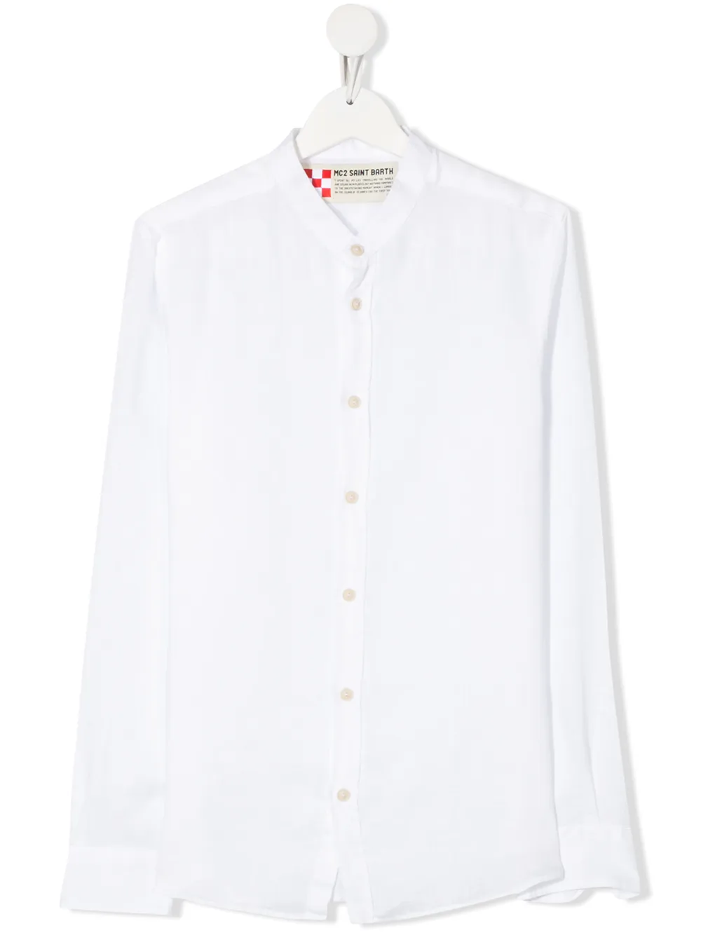 Mc2 Saint Barth Teen Pati Band-collar Shirt In White