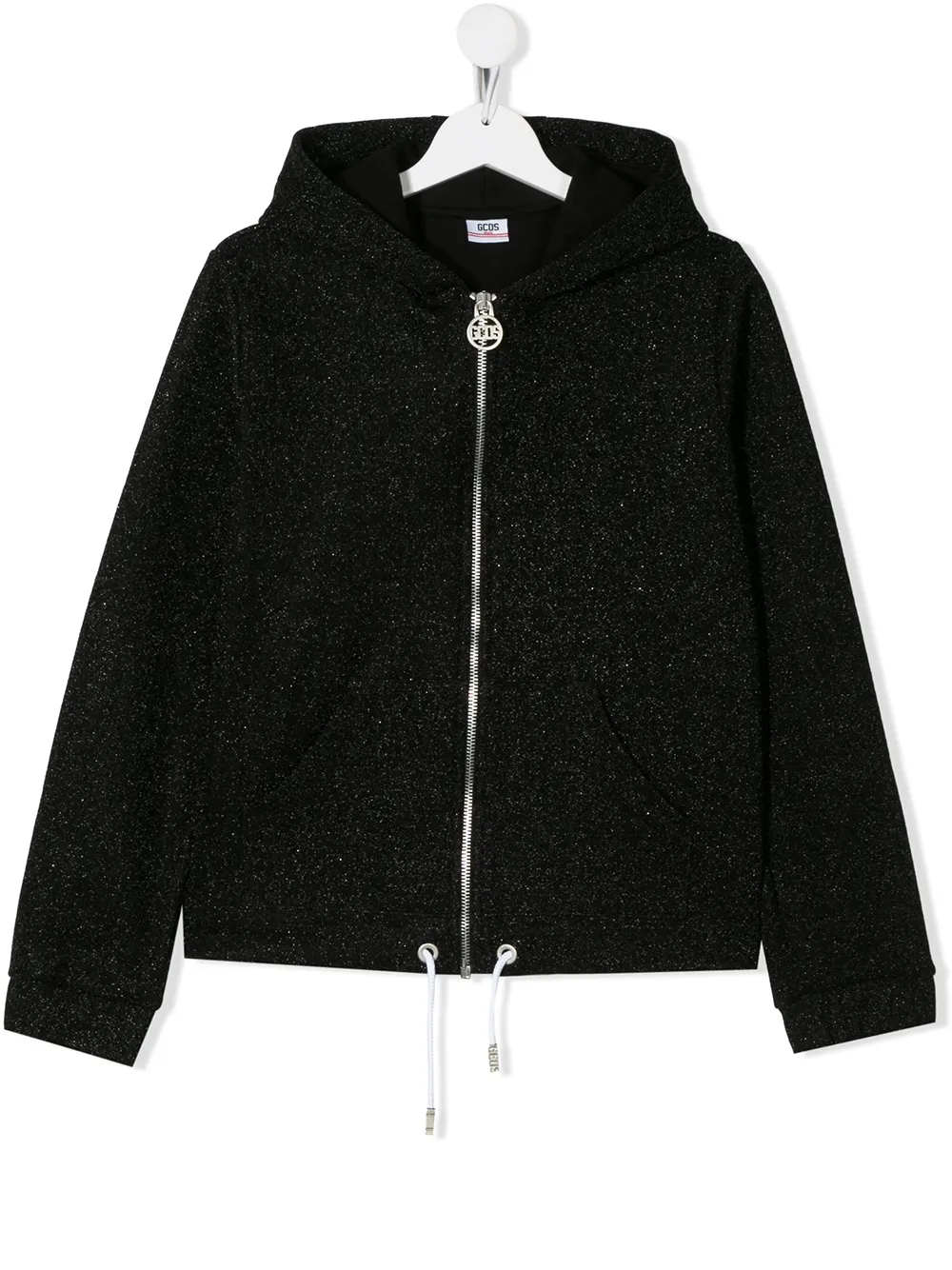 Gcds Teen Rear Logo Print Hoodie In Black