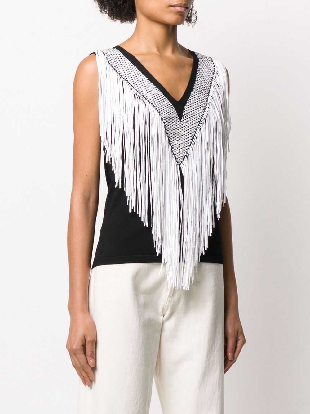 фото D.exterior fringed crochet knit vest top