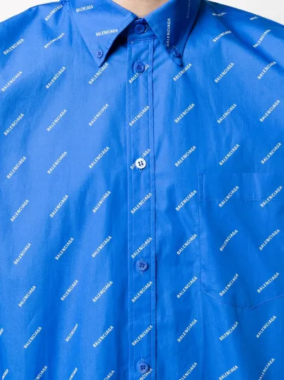 Balenciaga logo print button-down shirt 