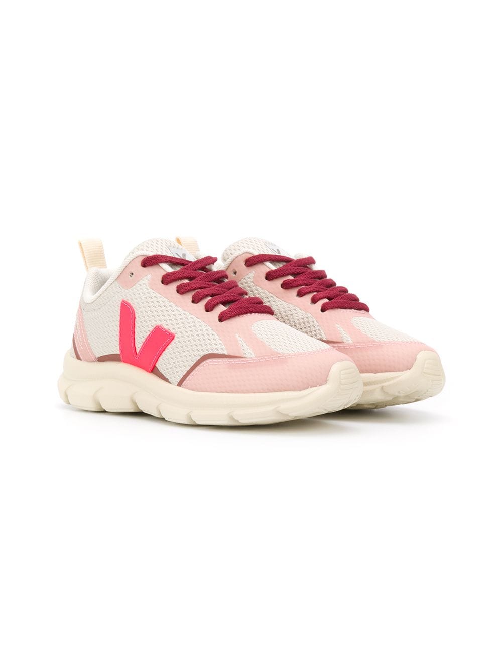 Veja Kids' Logo Embroidered Low Top Sneakers In Pink