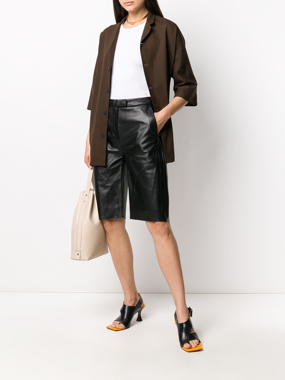 фото Frenken knee-length leather shorts