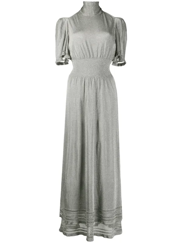 silver cold shoulder dress