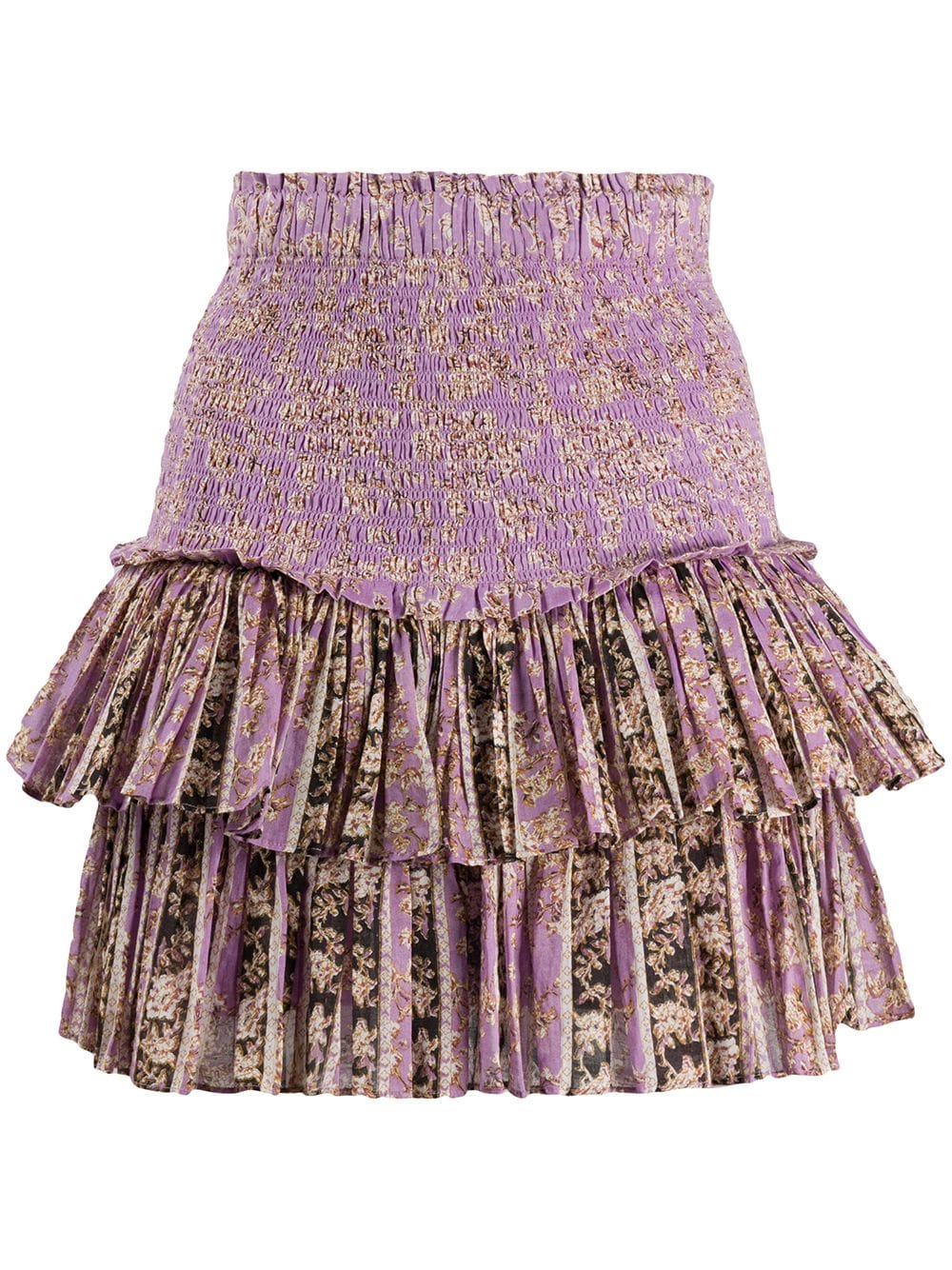 Isabel Marant Étoile Pleated Floral Mini Skirt In Purple