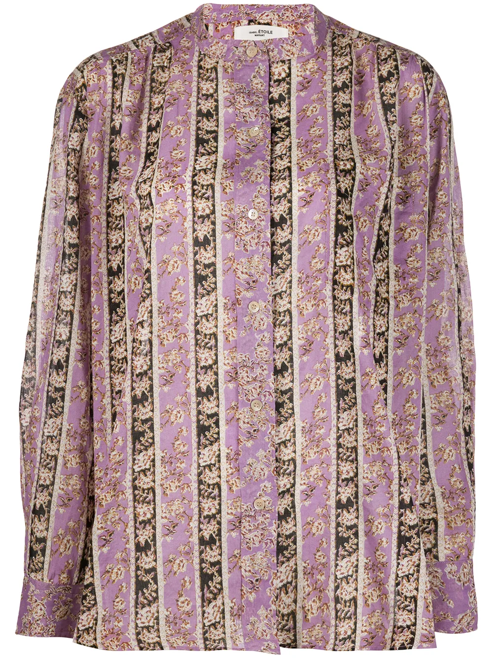 Isabel Marant Étoile Floral Striped Long-sleeve Blouse In Purple