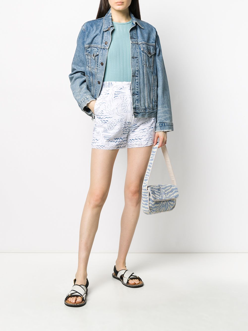 фото Kenzo mermaids print high-waisted shorts