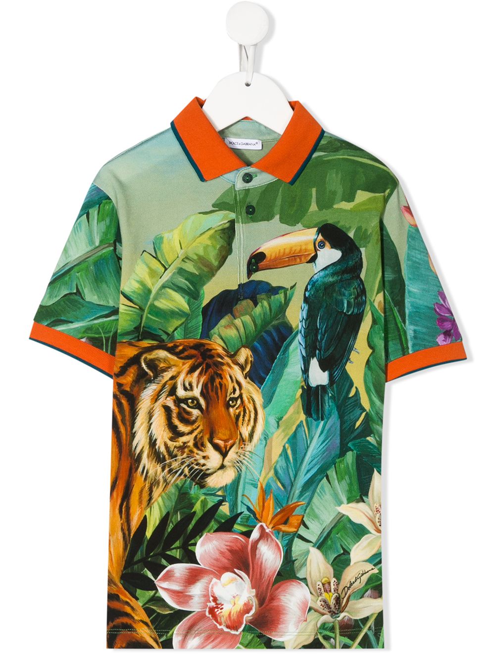 фото Dolce & gabbana kids рубашка-поло с принтом sicilian jungle