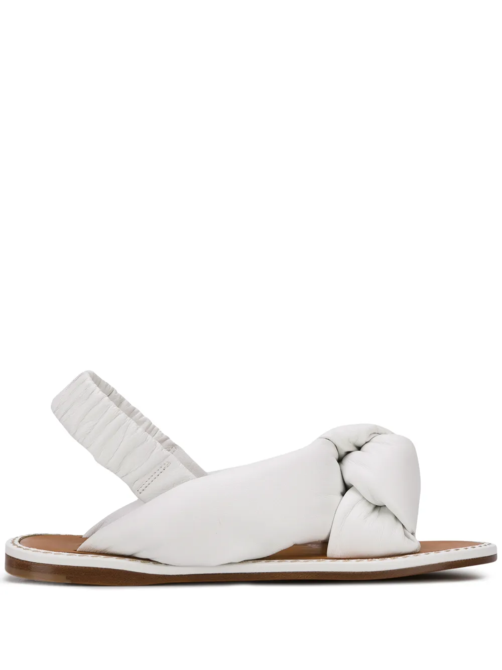 Miu Miu Padded Mordoré Nappa Leather Flat Sandals In White