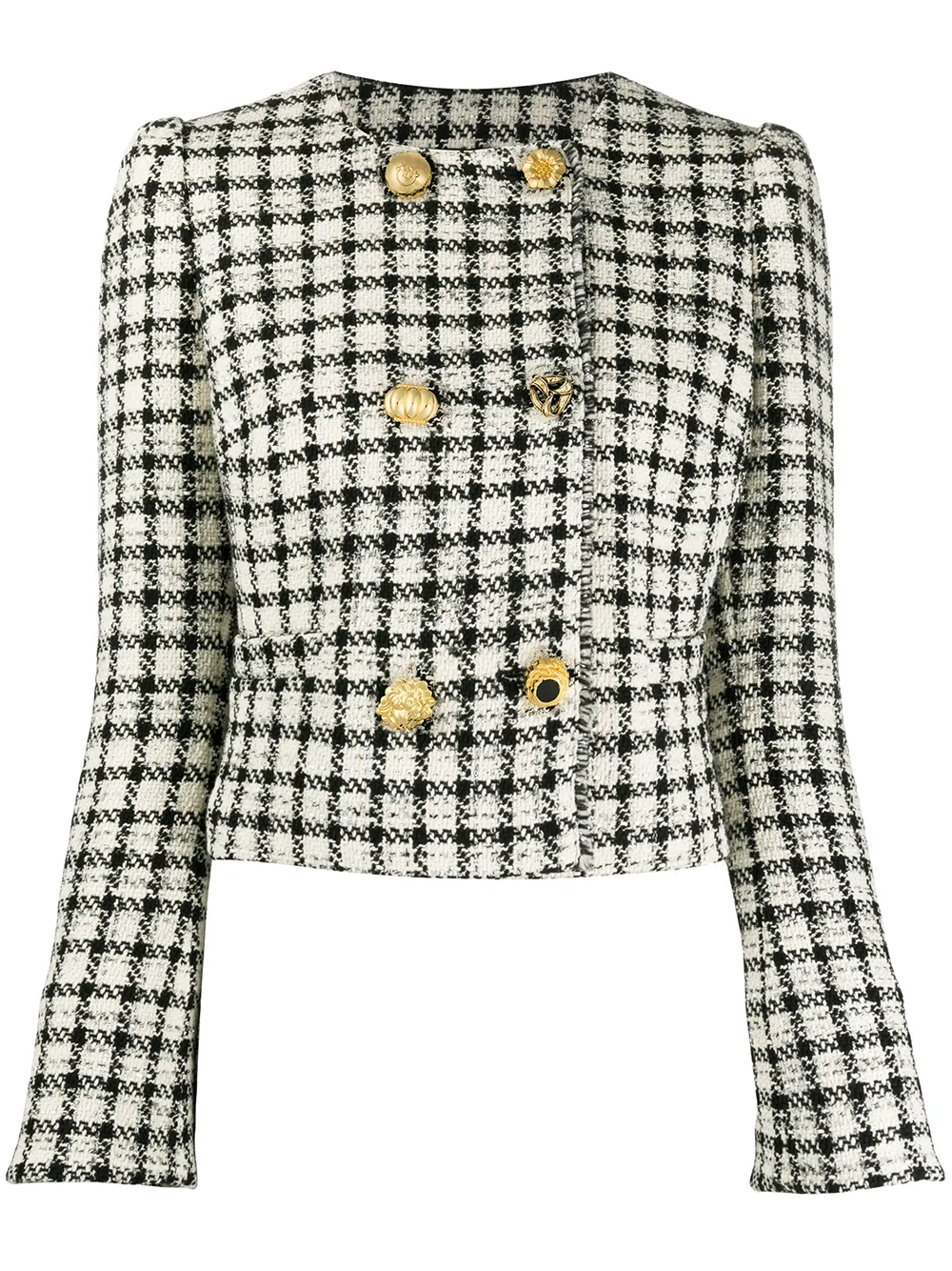 Pinko Check Bouclé Tweed Jacket In White