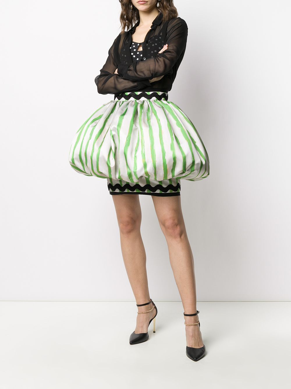 фото Moschino пышная юбка мини green stripes