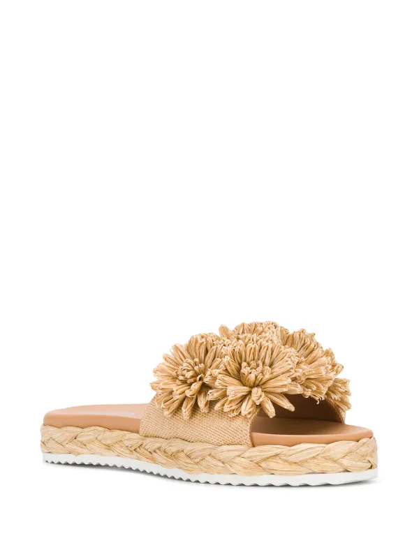 prada floral raffia slide sandals