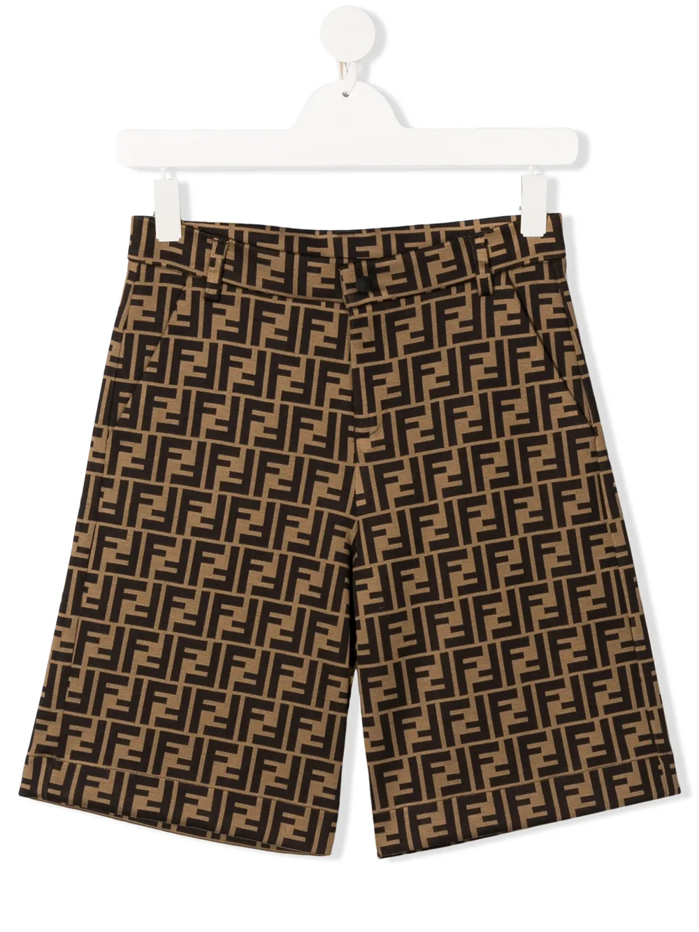 Fendi Teen Ff Jacquard Shorts In Brown