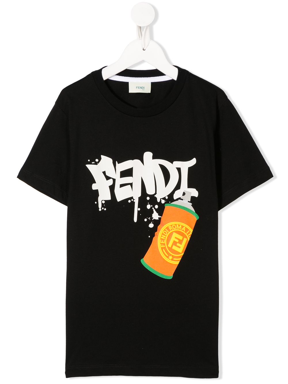 Fendi Kids' Logo Print T-shirt In Black