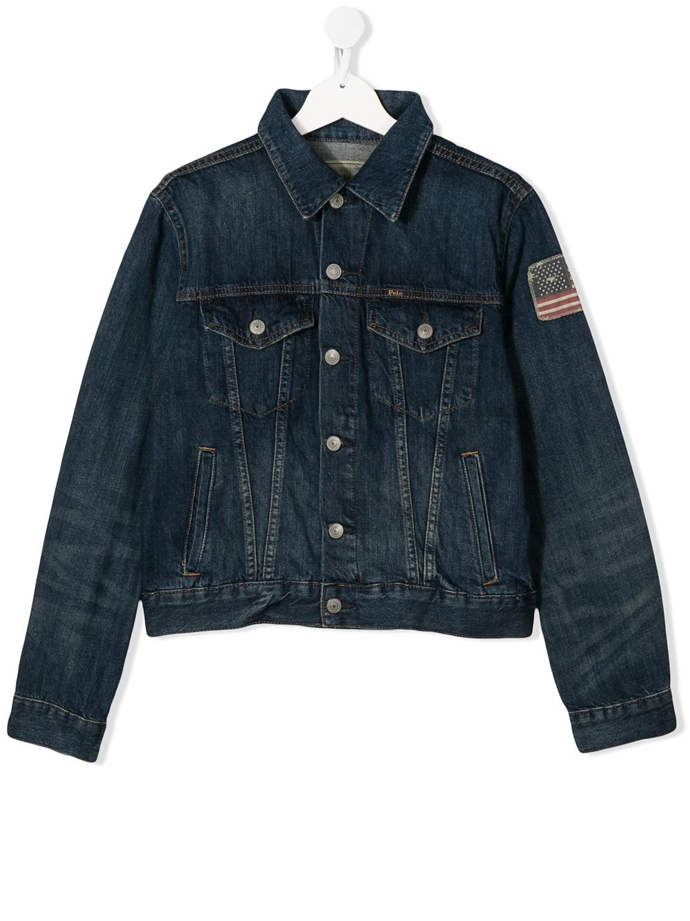 RALPH LAUREN TEEN FLAG PATCH DENIM JACKET