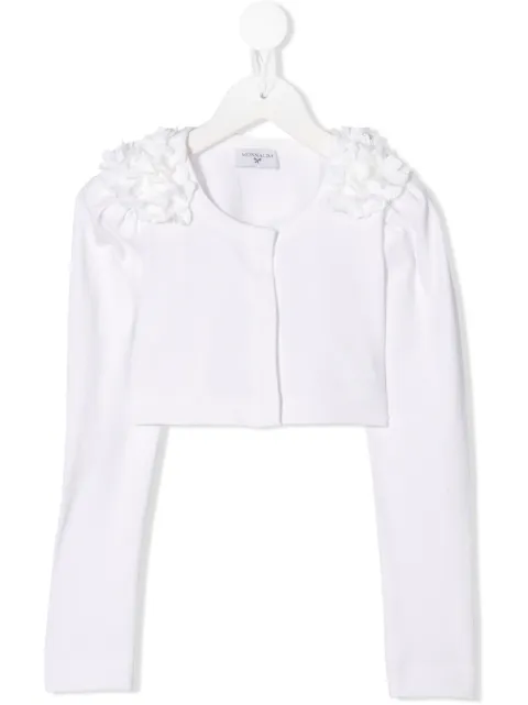 Monnalisa floral-appliqué cropped cardigan