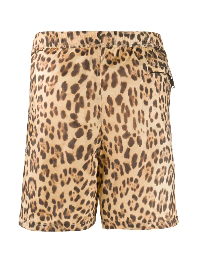 Valentino Leopard Print Swim Shorts In Neutrals
