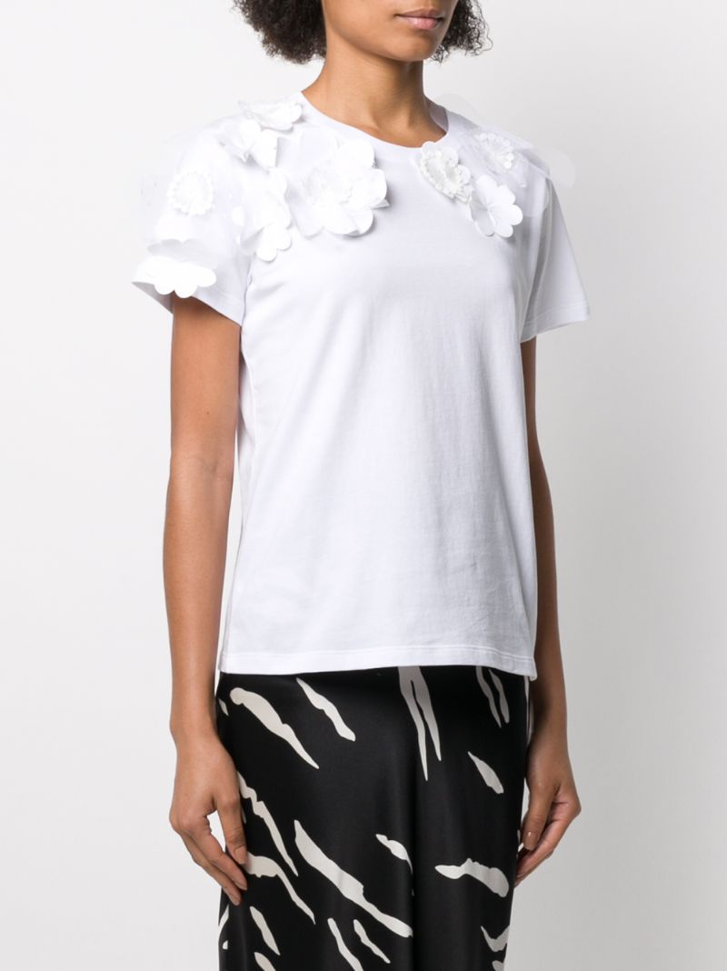 Shop Red Valentino Flower-patch T-shirt In White