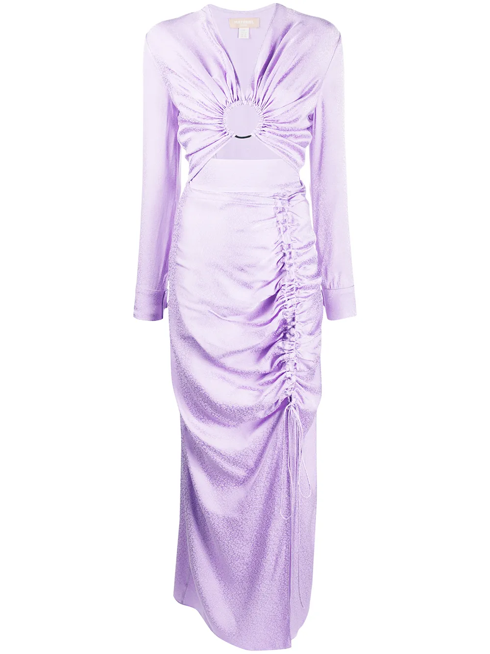 Materiel Ruched Long Sleeved Dress In Purple