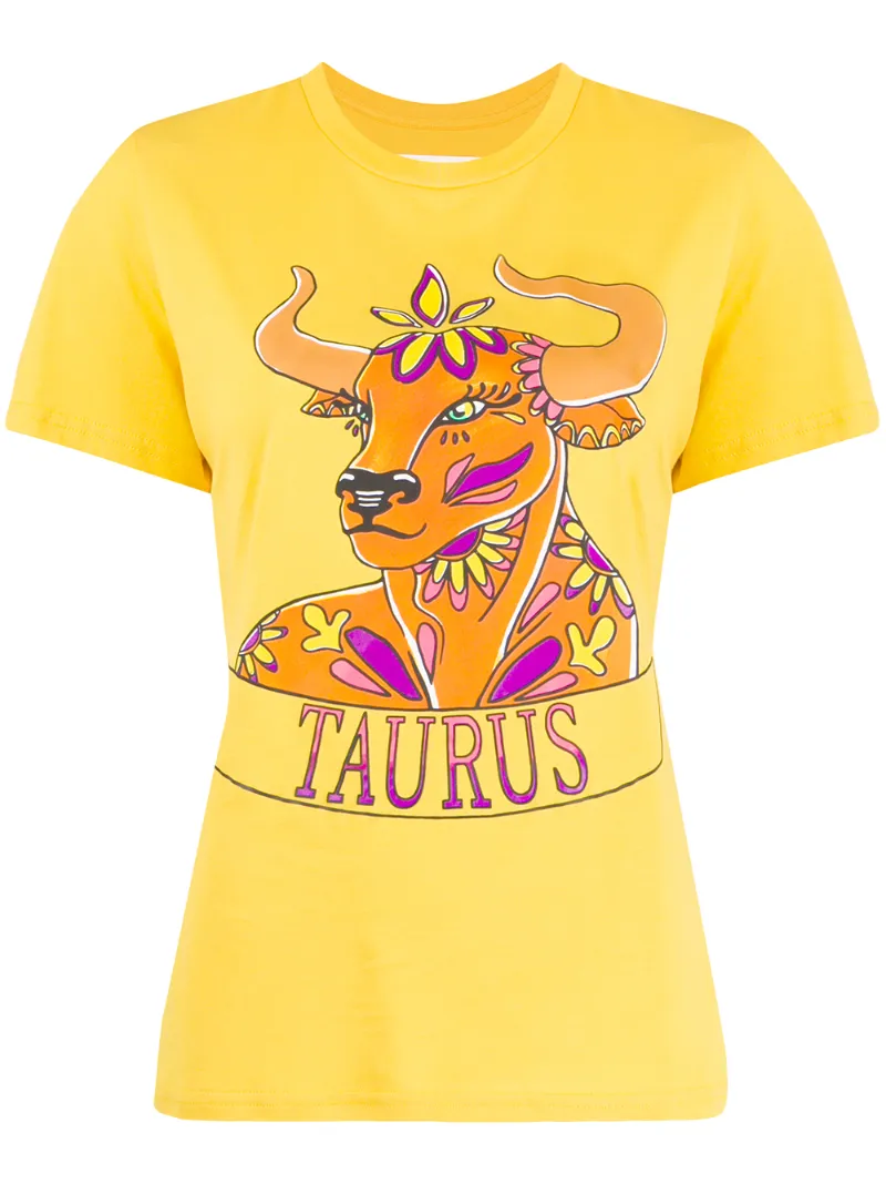 Click to view more detailed imagery on our partner's website Alberta Ferretti Taurus Print T-shirt In Yellow