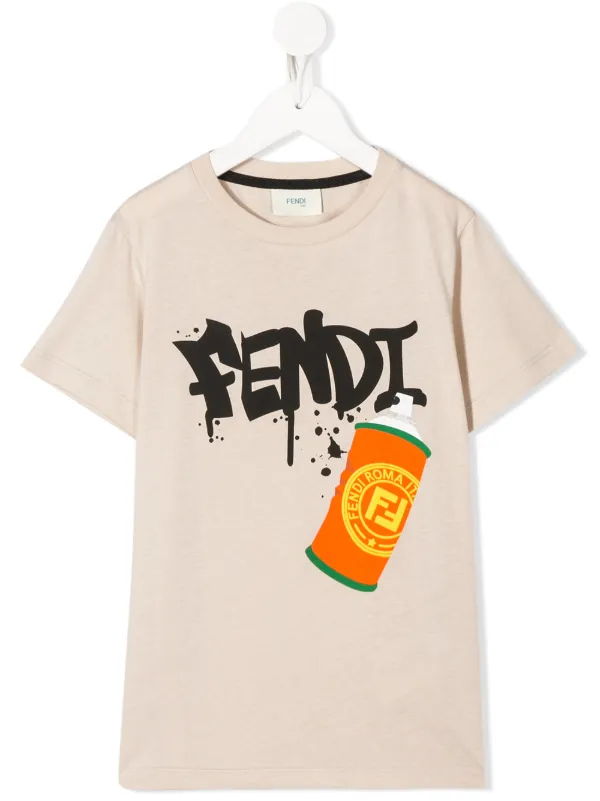 fendi logo print t shirt