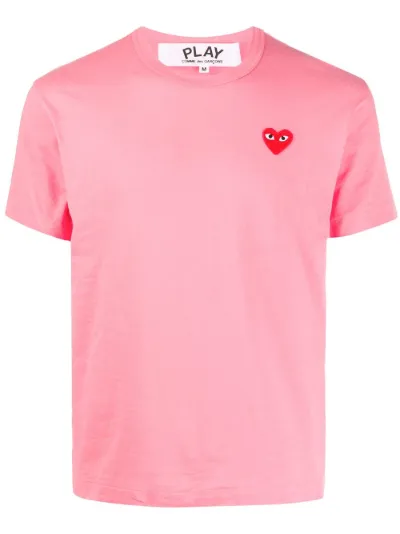 Comme Des Garçons Play heart embroidered round neck T-shirt pink | MODES