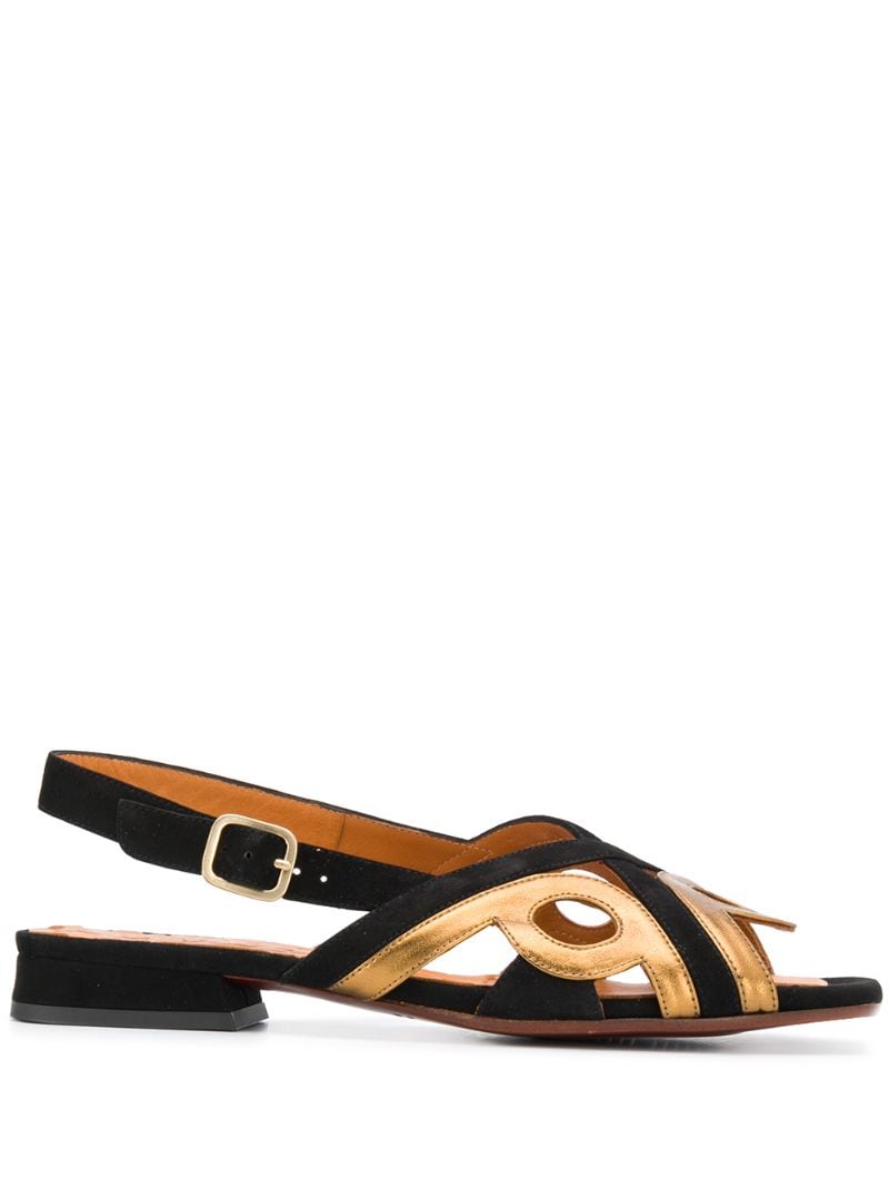 Chie Mihara Two-tone Flat Sandals In Black