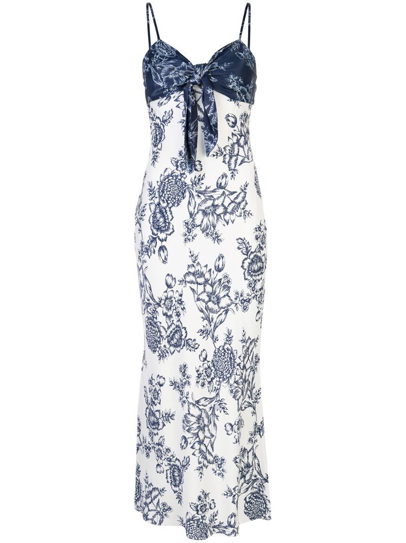 Shona Joy Knot Detail Floral Pattern Dress In Blue