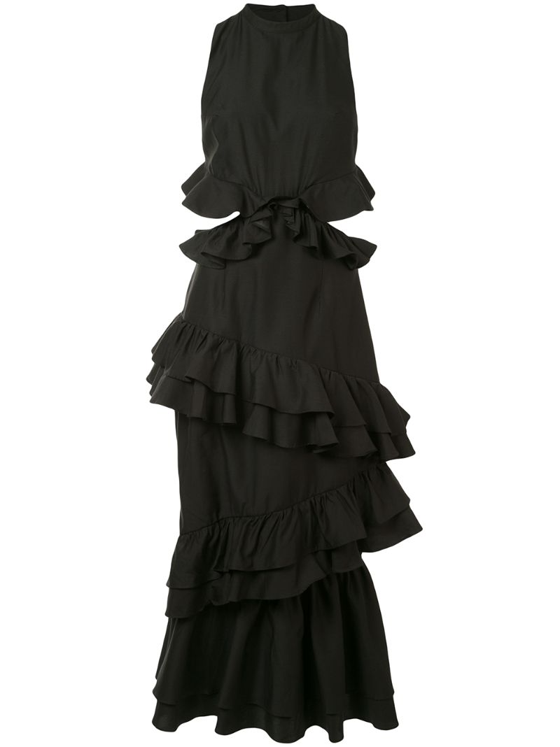 Sir Aramis Ruffle Gown In Black