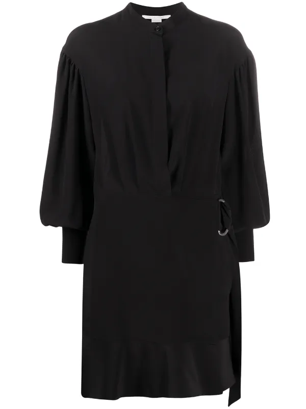black wrap shirt dress