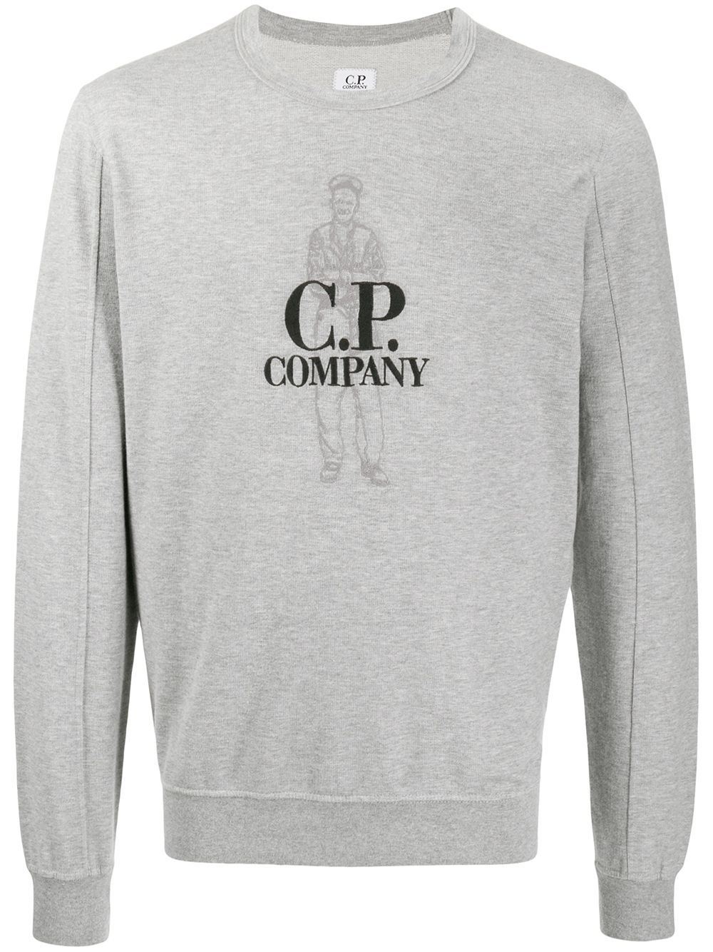 C.p. Company Logo Long Sleeve Top In Grey