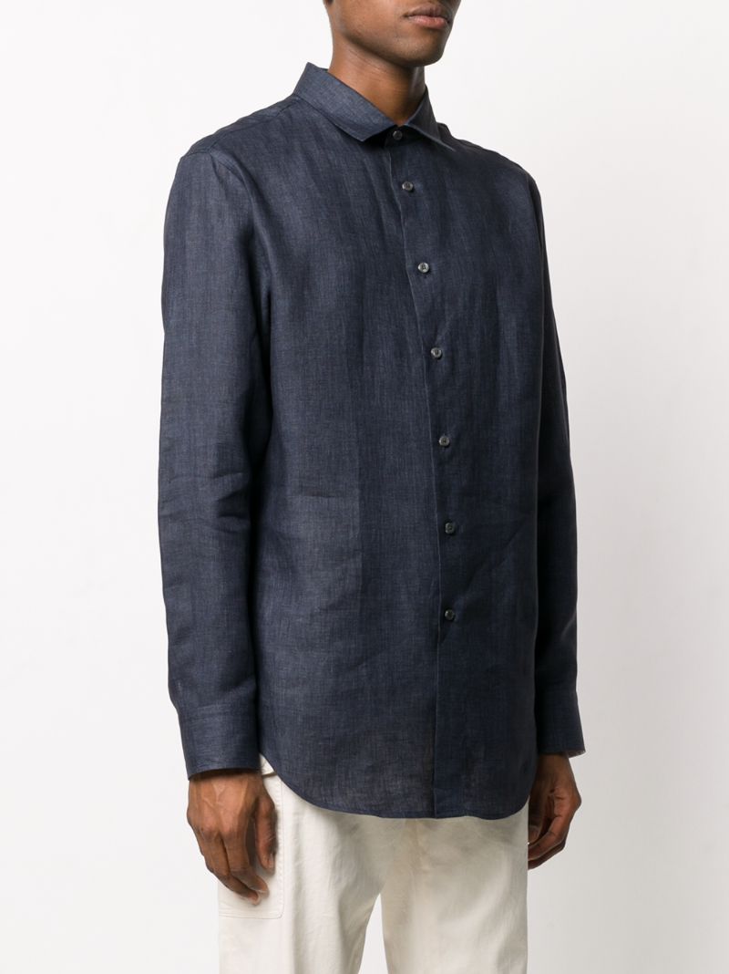 Shop Brioni Long-sleeve Fitted Shirt In Blue