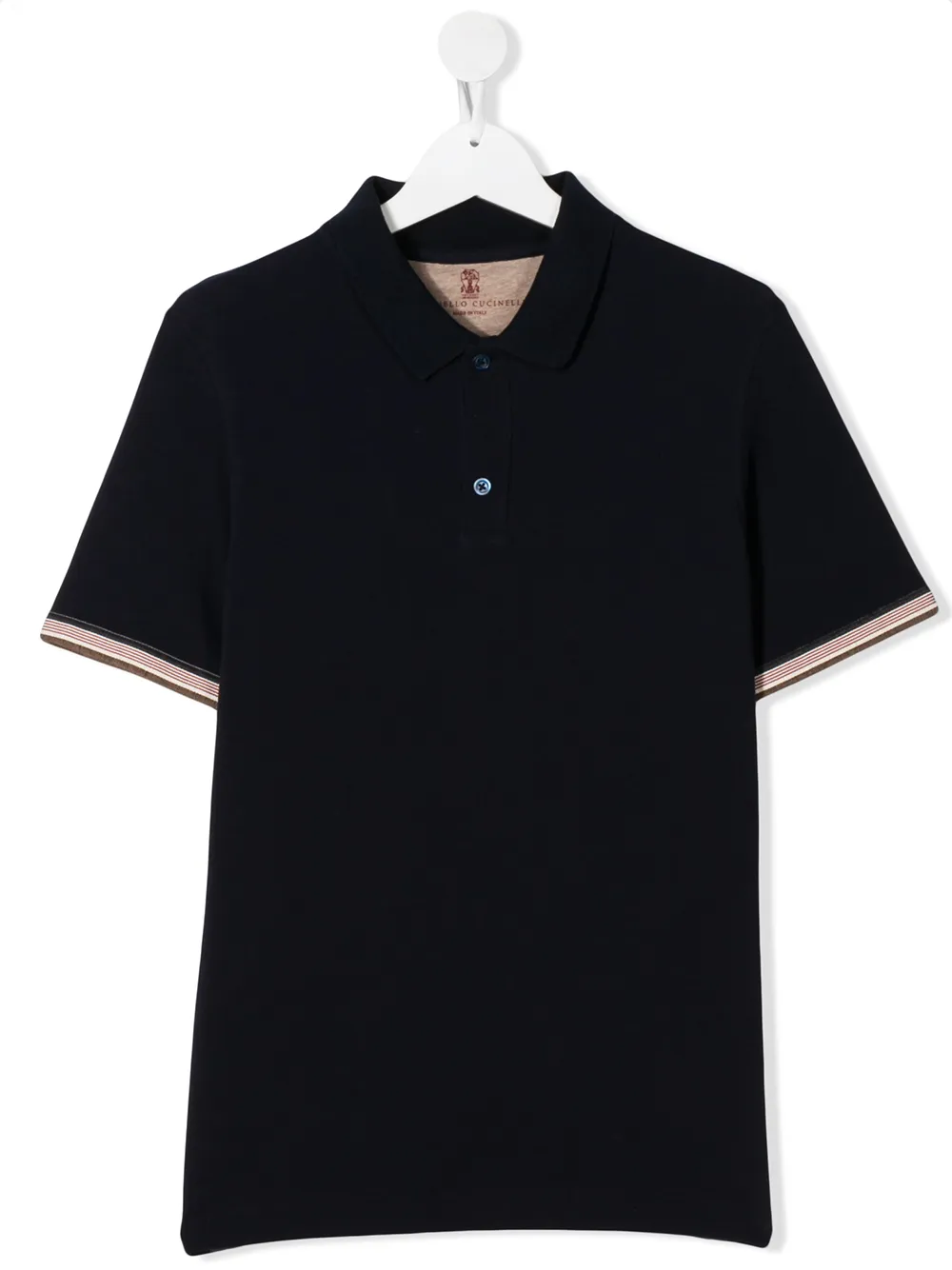 Brunello Cucinelli Teen Contrast-trimmed Polo Shirt In Blue